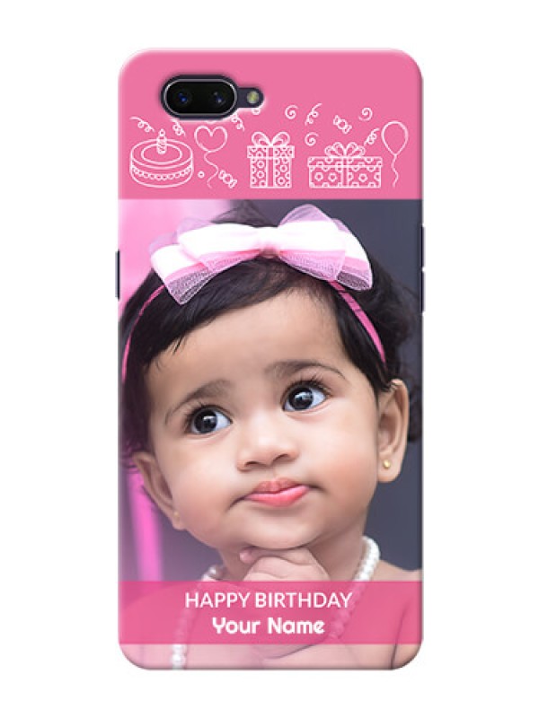 Custom OPPO A3s Custom Mobile Cover with Birthday Line Art Design