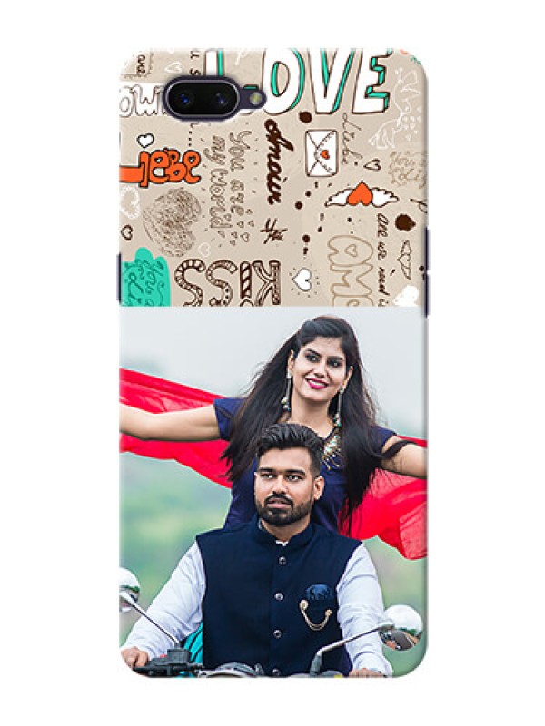 Custom OPPO A3s Personalised mobile covers: Love Doodle Pattern 