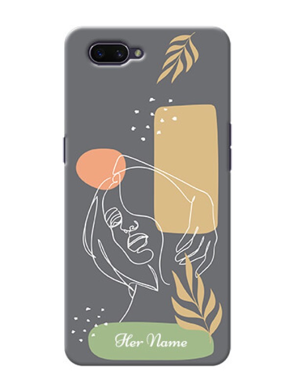 Custom Oppo A3S Phone Back Covers: Gazing Woman line art Design