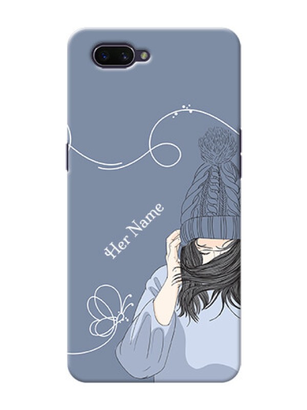 Custom Oppo A3S Custom Mobile Case with Girl in winter outfit Design