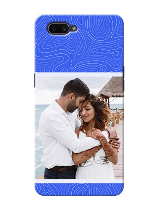 Custom Oppo A3S Mobile Back Covers: Curved line art with blue and white Design