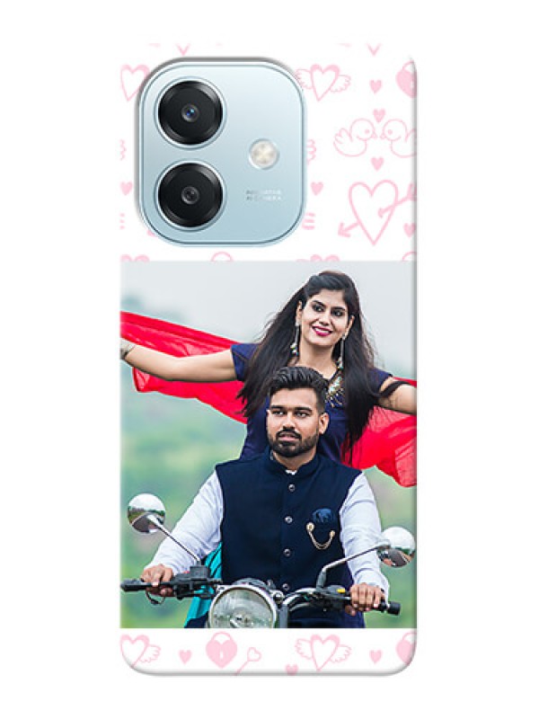 Custom Oppo A3x 5G personalized phone covers: Pink Flying Heart Design