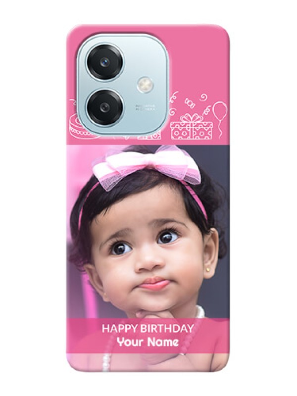 Custom Oppo A3x 5G Custom Mobile Cover with Birthday Line Art Design