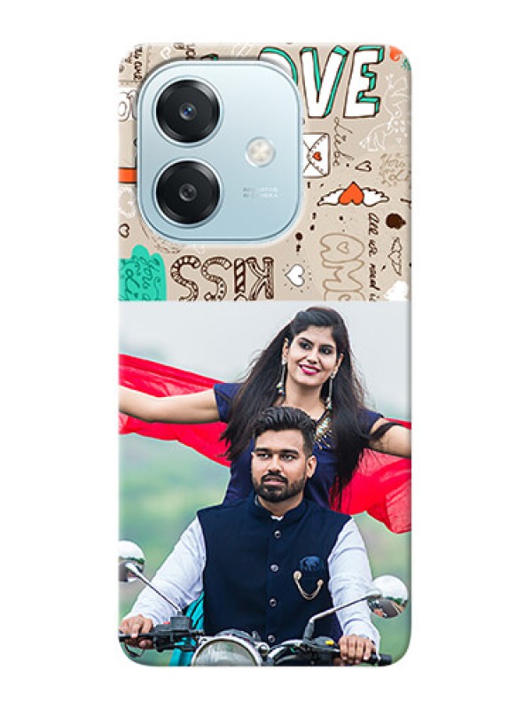 Custom Oppo A3x 5G Personalised mobile covers: Love Doodle Pattern