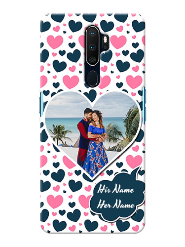 Custom Oppo A5 2020 Mobile Covers Online: Pink & Blue Heart Design