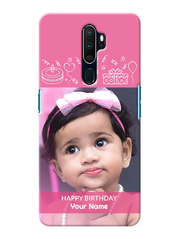 Custom Oppo A5 2020 Custom Mobile Cover with Birthday Line Art Design