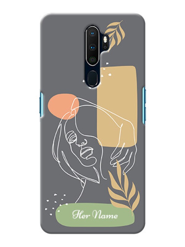 Custom Oppo A5 2020 Phone Back Covers: Gazing Woman line art Design