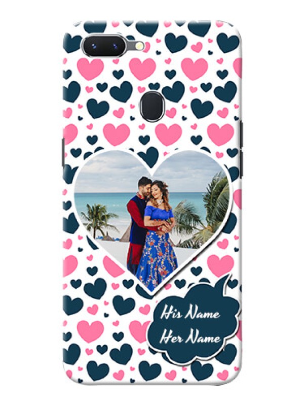Custom Oppo A5 Mobile Covers Online: Pink & Blue Heart Design