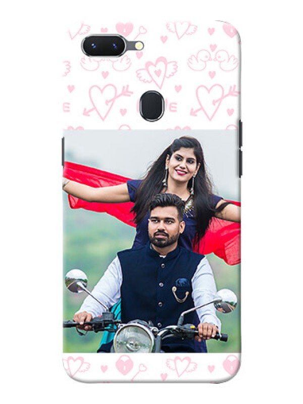 Custom Oppo A5 personalized phone covers: Pink Flying Heart Design
