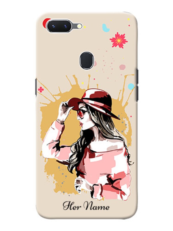 Custom Oppo A5 Back Covers: Women with pink hat Design