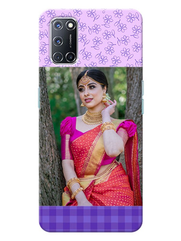 Custom Oppo A52 Mobile Cases: Purple Floral Design