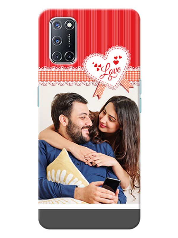 Custom Oppo A52 phone cases online: Red Love Pattern Design