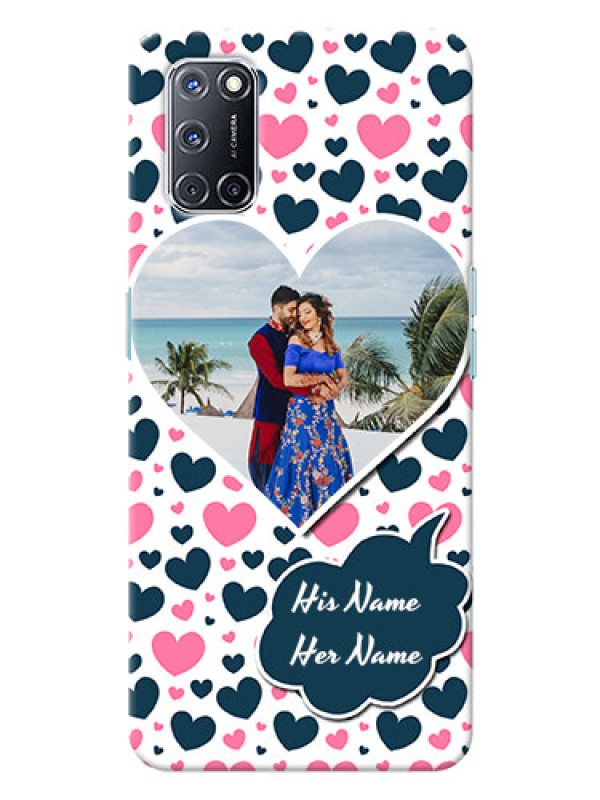 Custom Oppo A52 Mobile Covers Online: Pink & Blue Heart Design