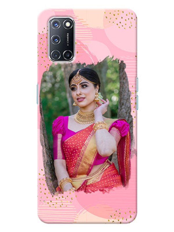 Custom Oppo A52 Phone Covers for Girls: Gold Glitter Splash Design