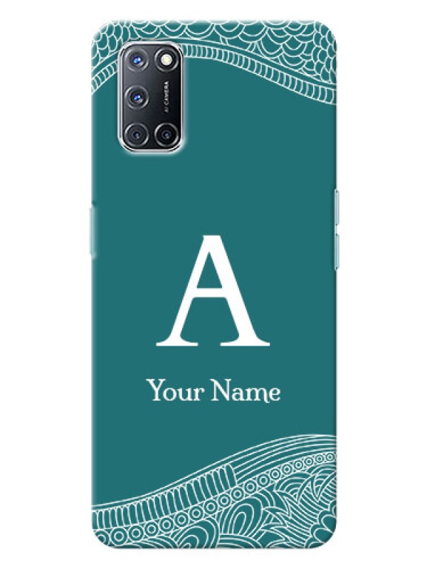 Custom Oppo A52 Mobile Back Covers: line art pattern with custom name Design