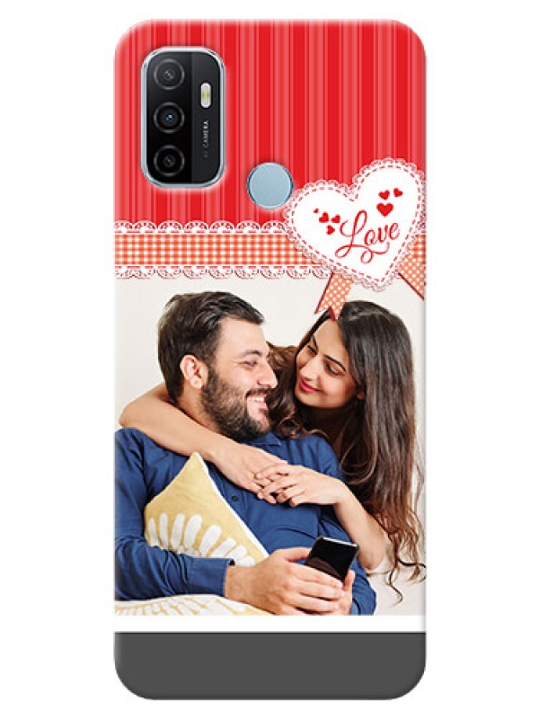 Custom Oppo A53 phone cases online: Red Love Pattern Design