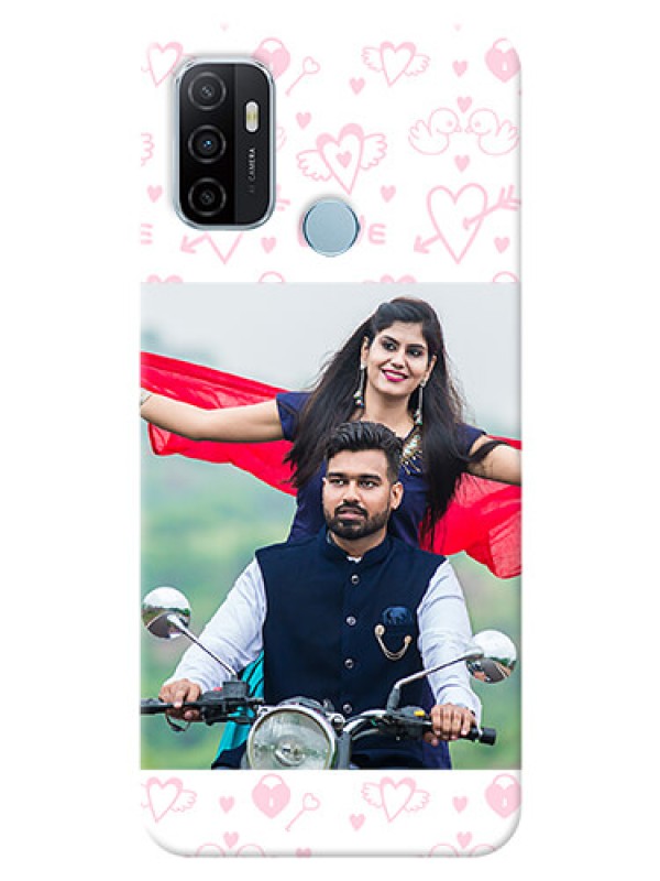 Custom Oppo A53 personalized phone covers: Pink Flying Heart Design