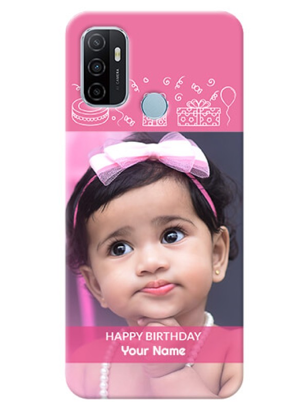 Custom Oppo A53 Custom Mobile Cover with Birthday Line Art Design