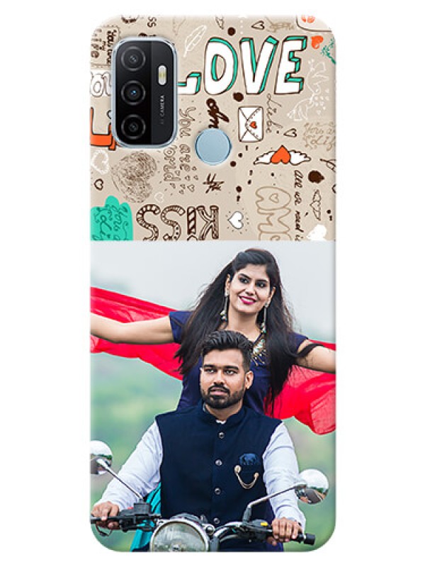 Custom Oppo A53 Personalised mobile covers: Love Doodle Pattern 