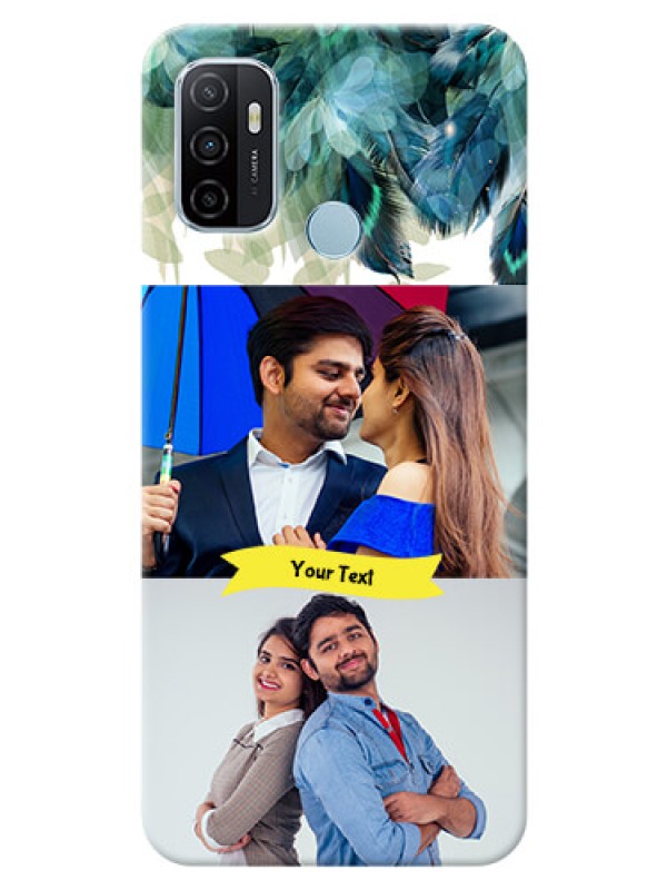 Custom Oppo A53 Phone Cases: Image with Boho Peacock Feather Design