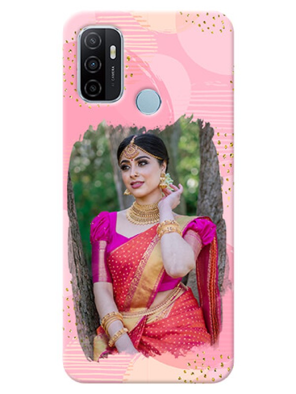 Custom Oppo A53 Phone Covers for Girls: Gold Glitter Splash Design