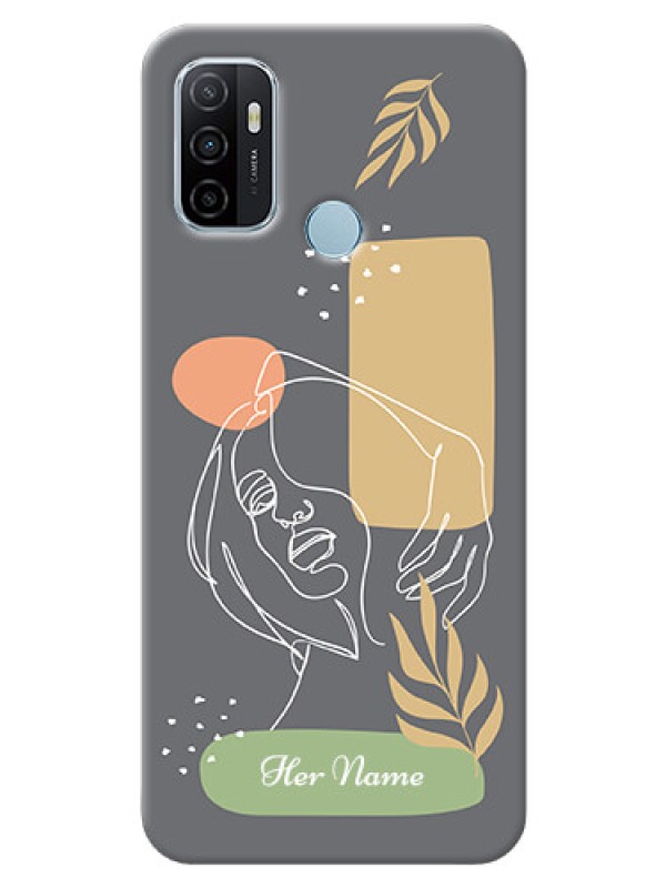 Custom Oppo A53 Phone Back Covers: Gazing Woman line art Design