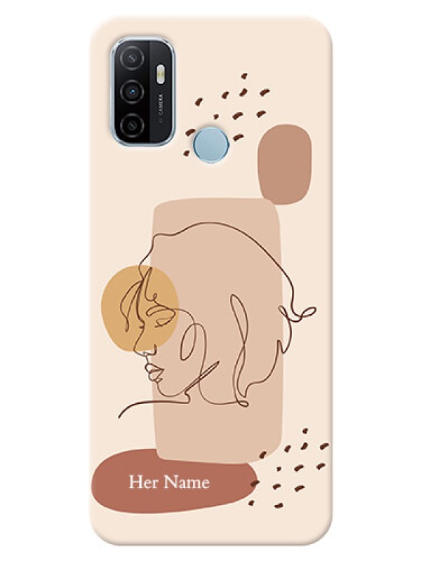 Custom Oppo A53 Custom Phone Covers: Calm Woman line art Design