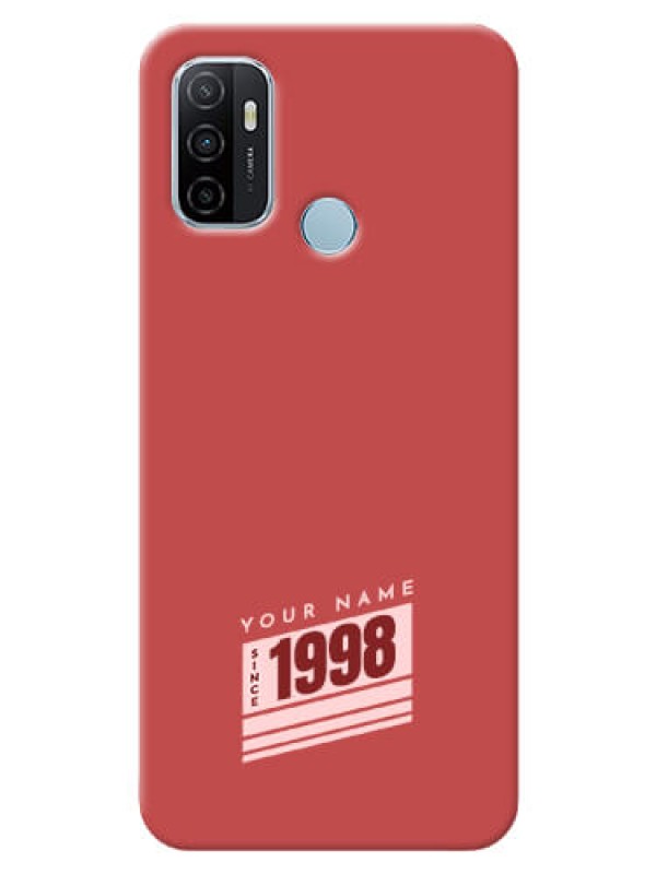 Custom Oppo A53 Phone Back Covers: Red custom year of birth Design