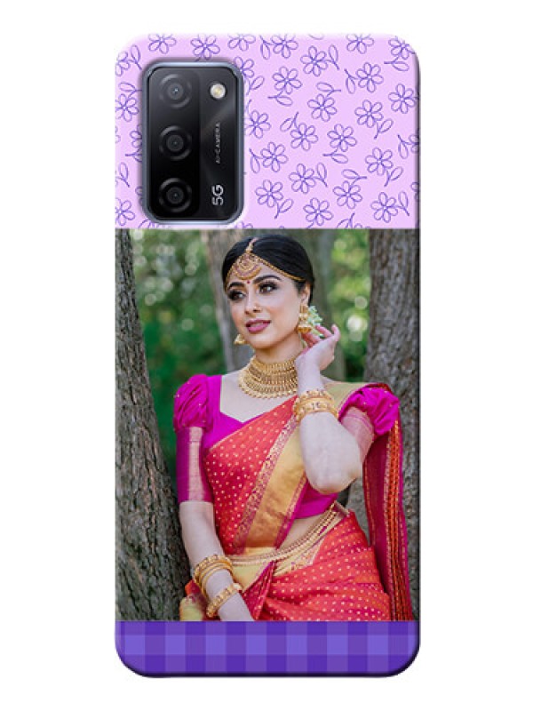 Custom Oppo A53s 5G Mobile Cases: Purple Floral Design