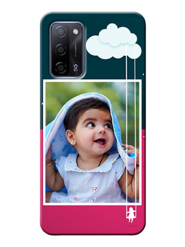 Custom Oppo A53s 5G custom phone covers: Cute Girl with Cloud Design