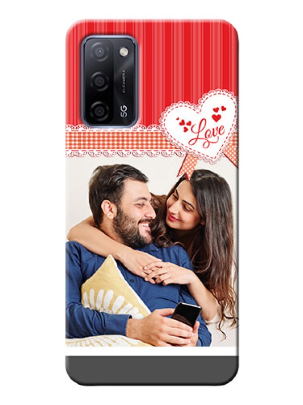 Custom Oppo A53s 5G phone cases online: Red Love Pattern Design