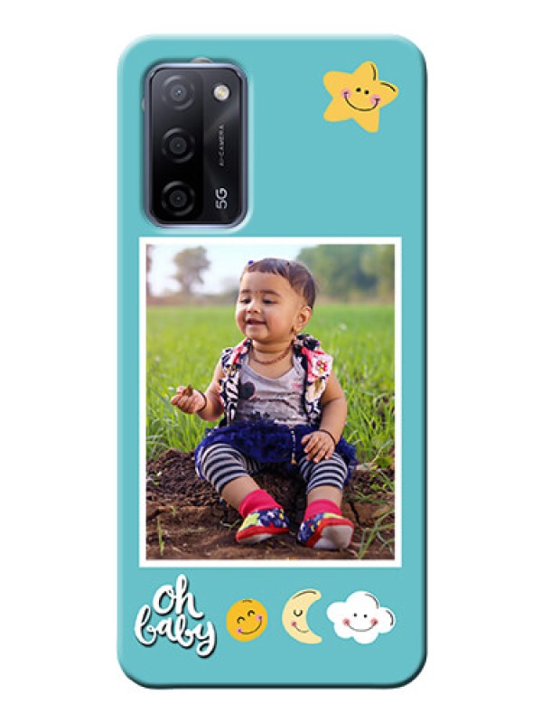 Custom Oppo A53s 5G Personalised Phone Cases: Smiley Kids Stars Design