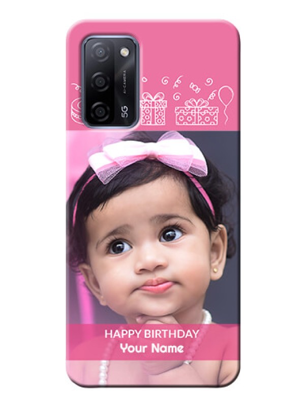 Custom Oppo A53s 5G Custom Mobile Cover with Birthday Line Art Design