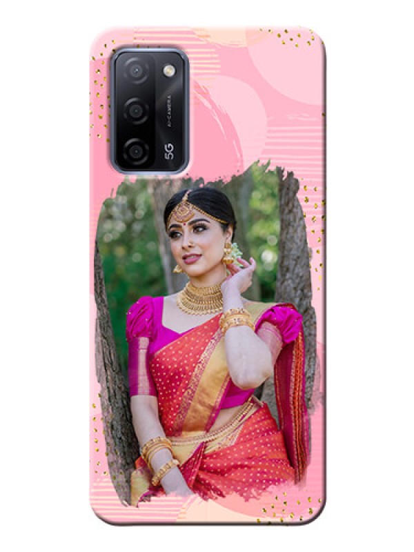 Custom Oppo A53s 5G Phone Covers for Girls: Gold Glitter Splash Design