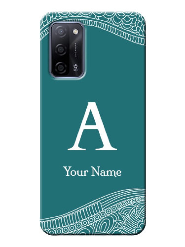 Custom Oppo A53S 5G Mobile Back Covers: line art pattern with custom name Design