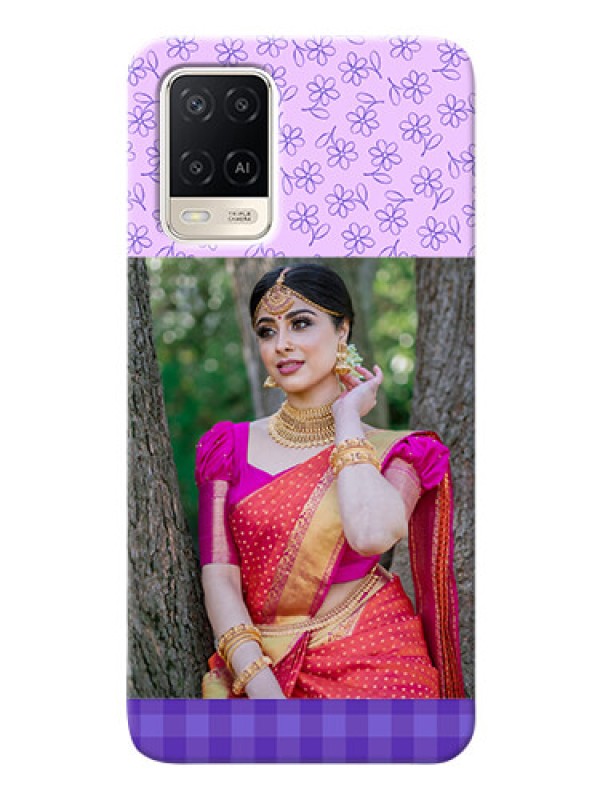 Custom Oppo A54 Mobile Cases: Purple Floral Design