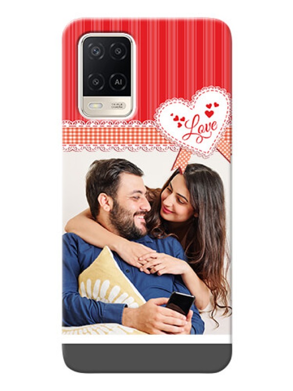 Custom Oppo A54 phone cases online: Red Love Pattern Design
