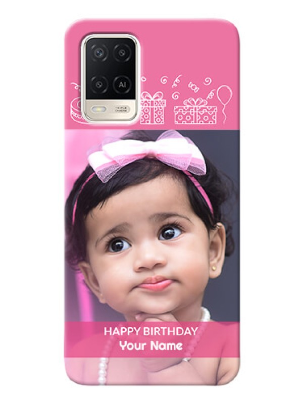 Custom Oppo A54 Custom Mobile Cover with Birthday Line Art Design