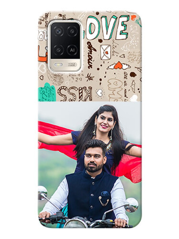 Custom Oppo A54 Personalised mobile covers: Love Doodle Pattern 