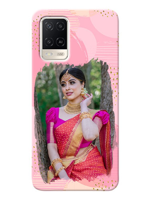 Custom Oppo A54 Phone Covers for Girls: Gold Glitter Splash Design