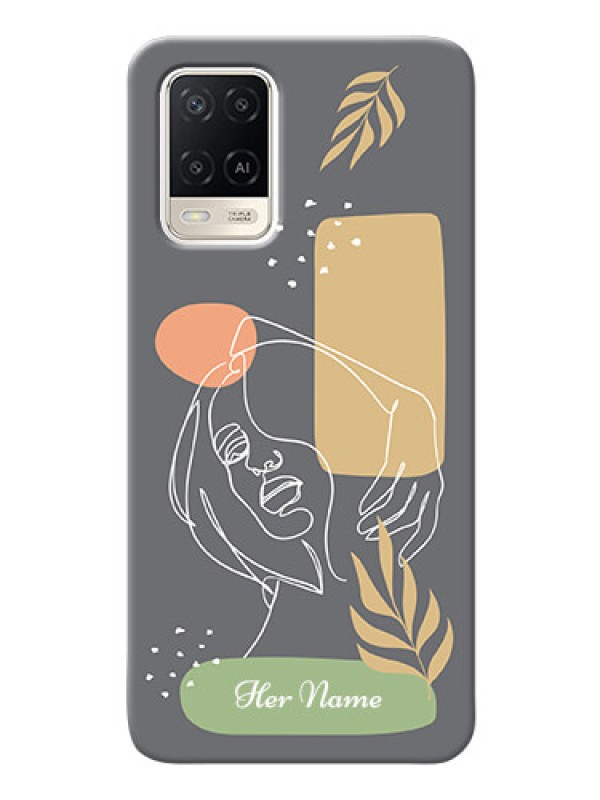 Custom Oppo A54 Phone Back Covers: Gazing Woman line art Design