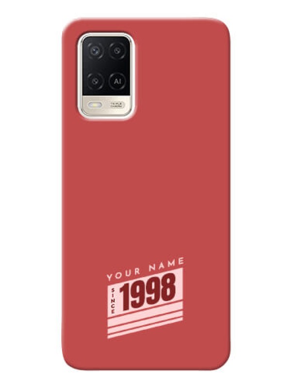 Custom Oppo A54 Phone Back Covers: Red custom year of birth Design
