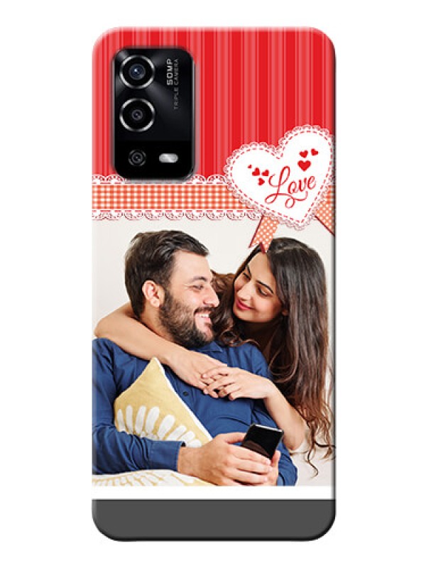Custom Oppo A55 phone cases online: Red Love Pattern Design