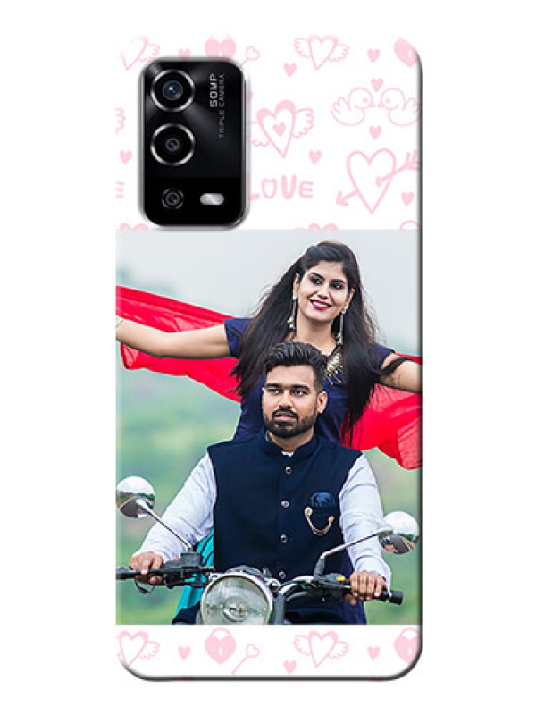 Custom Oppo A55 personalized phone covers: Pink Flying Heart Design
