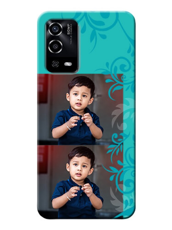 Custom Oppo A55 Mobile Cases with Photo and Green Floral Design 