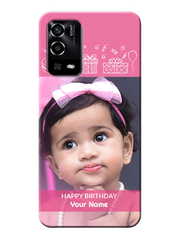 Custom Oppo A55 Custom Mobile Cover with Birthday Line Art Design