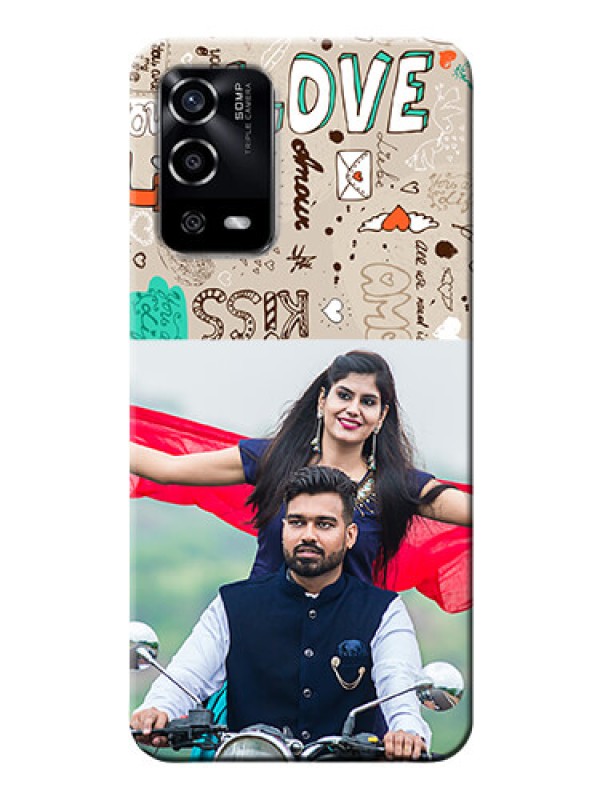 Custom Oppo A55 Personalised mobile covers: Love Doodle Pattern 