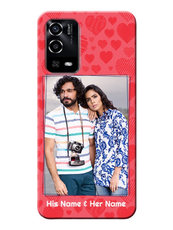 Custom Oppo A55 Mobile Back Covers: with Red Heart Symbols Design