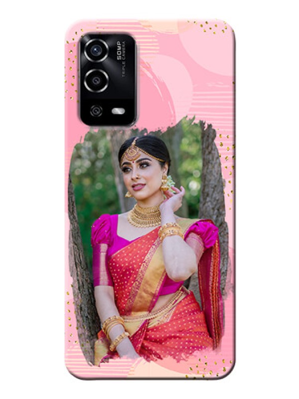 Custom Oppo A55 Phone Covers for Girls: Gold Glitter Splash Design