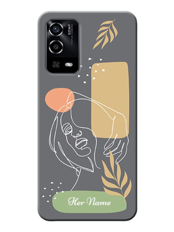 Custom Oppo A55 Phone Back Covers: Gazing Woman line art Design
